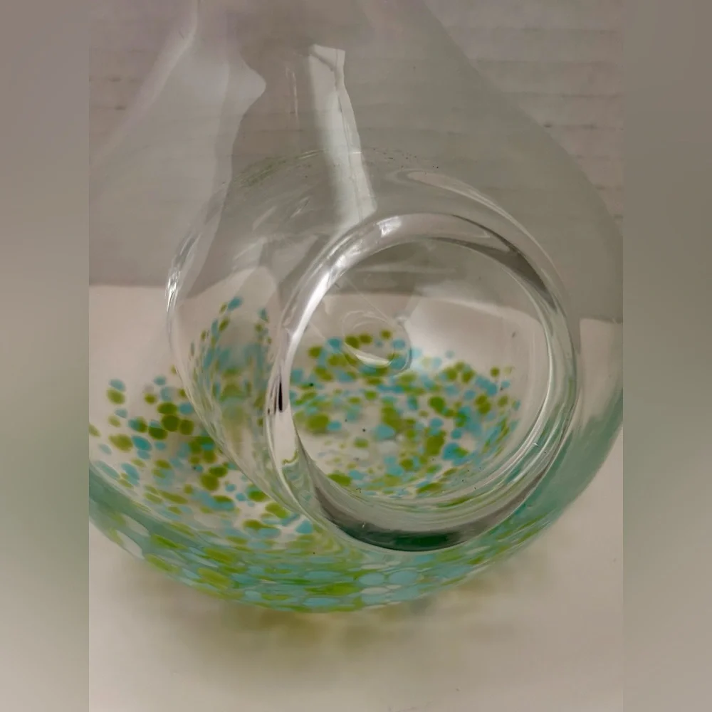 Handblown glass sake decanter with an ice pocket, also known as a tokuri.